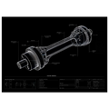 ROTATIONAL HEART R01 technical blueprint, Flat-plane crankshaft assembly engineering art, reciprocating mass and H-beam connecting rod study.