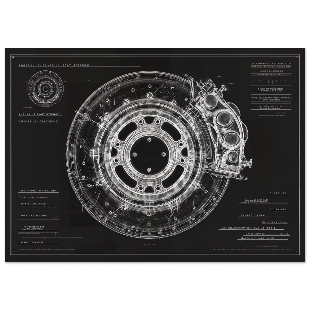 THERMAL KINETIC R01 technical blueprint, Carbon-Carbon brake rotor engineering art, thermodynamics and radial cooling study.
