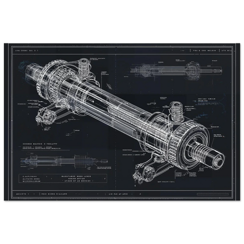 Steering Vector R01 manual rack and pinion technical drawing, engineering aesthetics wall art, Ackermann geometry study.