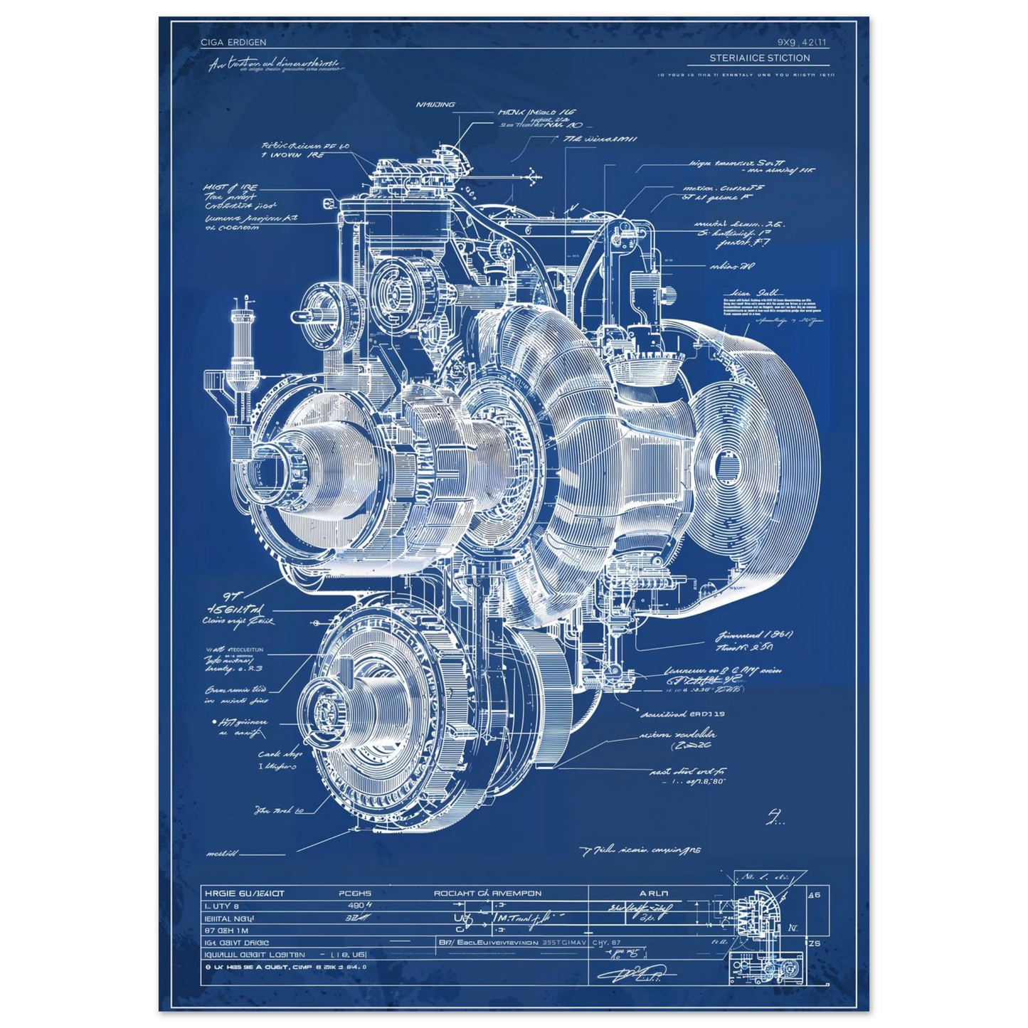 Technical illustration of a Roots-type supercharger, forced induction blower mechanics blueprint, supercharged engine design.