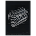 SONIC PULSE R01 technical blueprint, 6-into-1 Inconel 625 exhaust manifold architecture, equal-length headers engineering art.