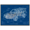 AUDI QUATTRO S1 E2 R01 technical blueprint, Audi Quattro S1 E2 Group B engineering art, Inline-5 turbocharged engine study