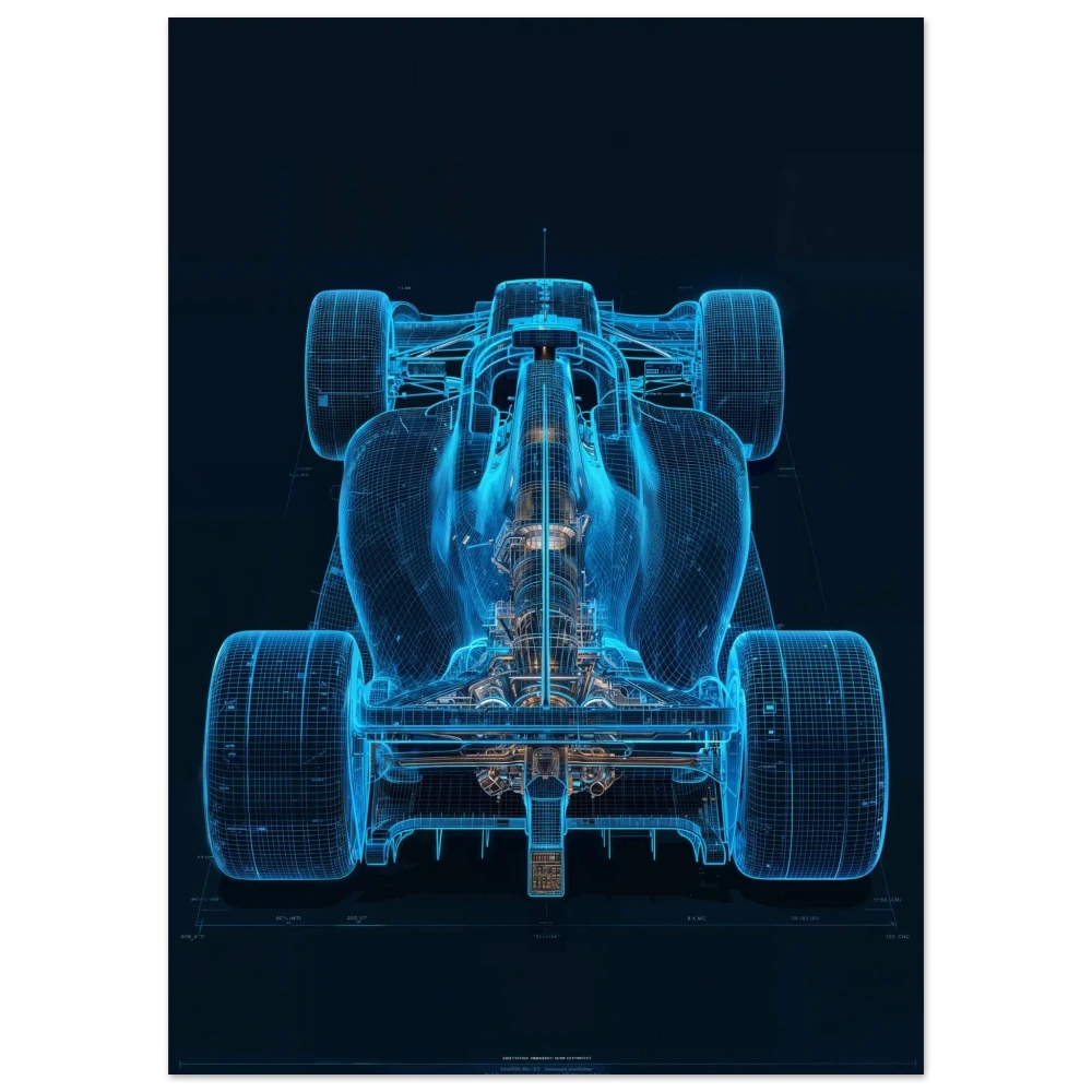Aerodynamic diagram of F1 ground effect and Venturi tunnels, fluid dynamics technical blueprint, racing engineering print.