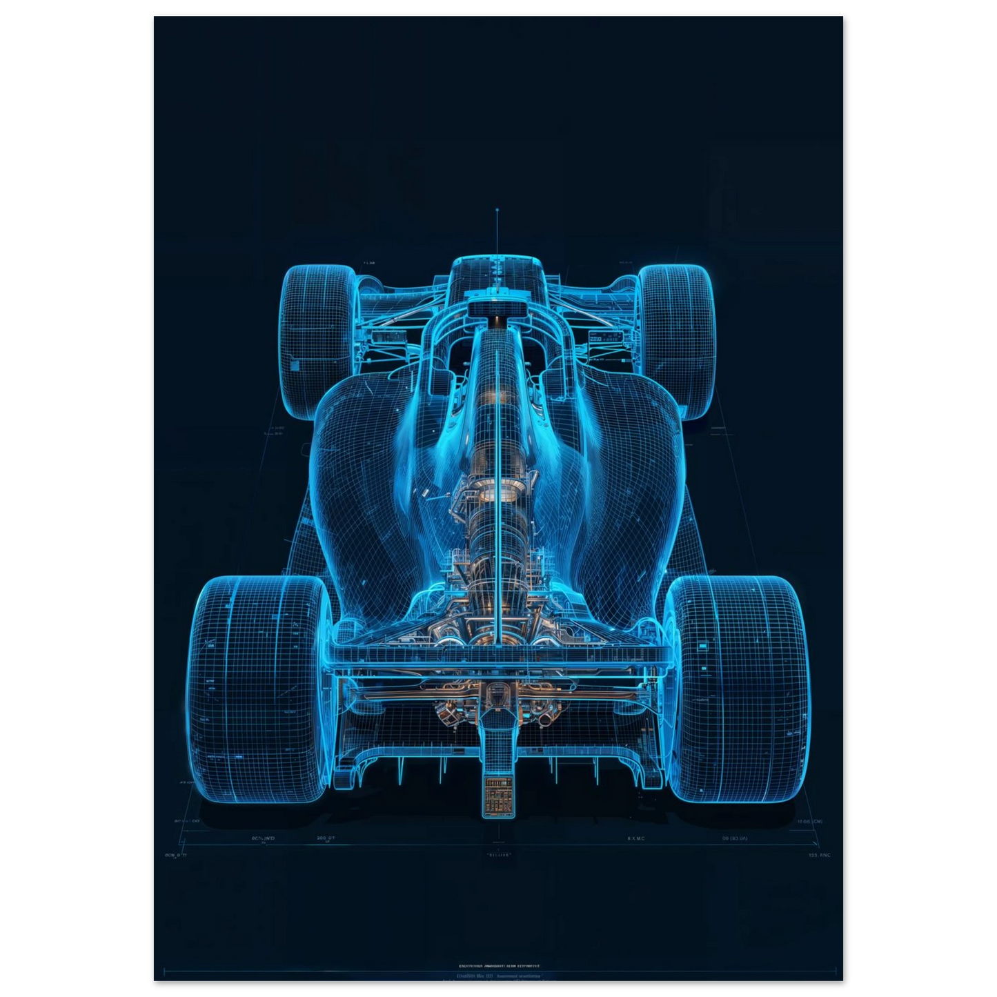 Aerodynamic diagram of F1 ground effect and Venturi tunnels, fluid dynamics technical blueprint, racing engineering print.