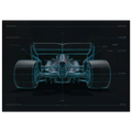PRESSURE RECOVERY R01 technical blueprint, High-expansion rear diffuser engineering art, vertical strakes and expansion chamber study.