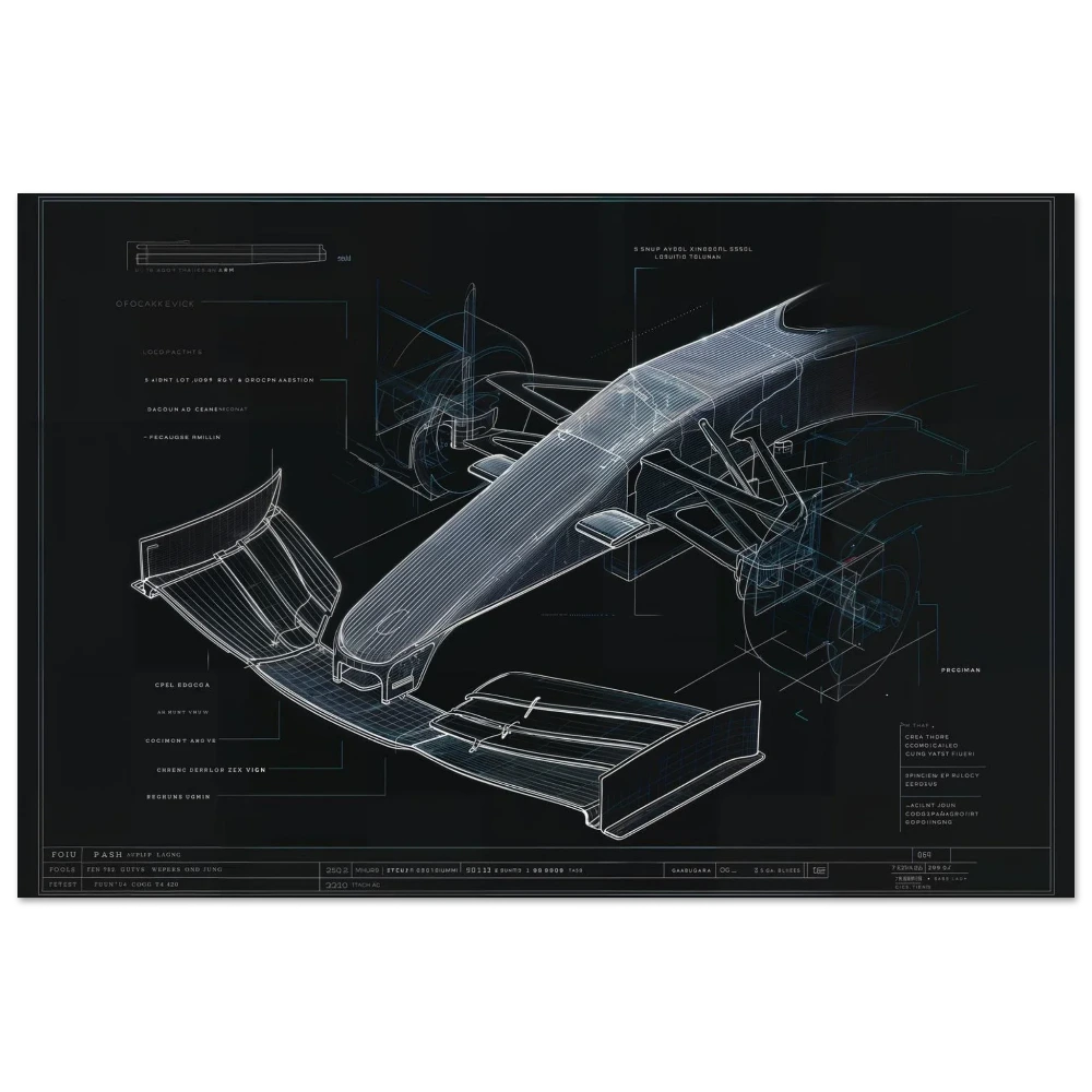 VORTEX GENERATOR R01 technical blueprint, F1 front wing engineering art, Y250 vortex aerodynamics study.