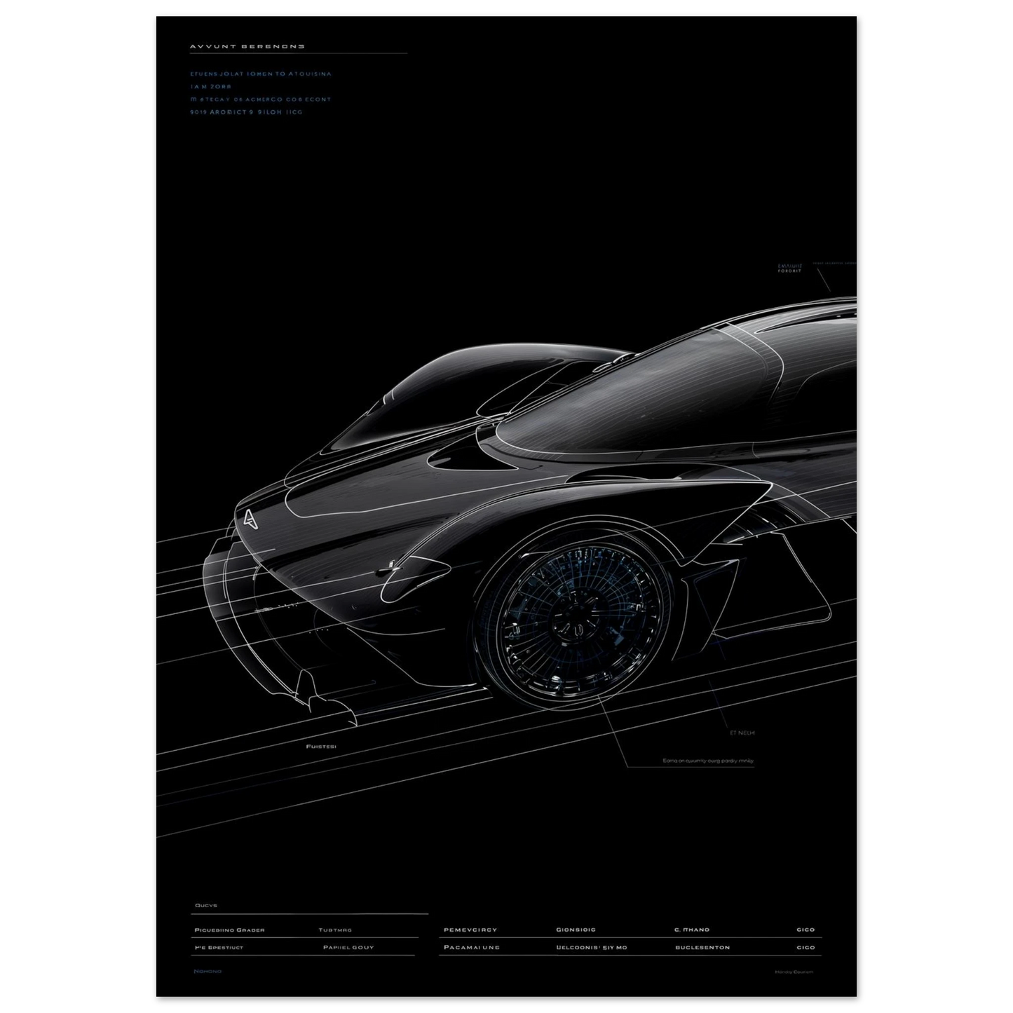 AERO LOUVRES R01 technical blueprint, wheel arch louvres engineering art, pressure management aerodynamics study.