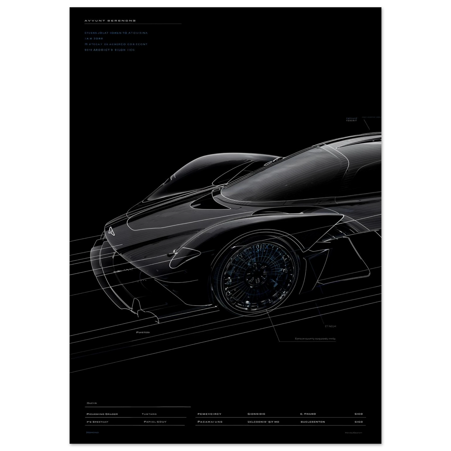 AERO LOUVRES R01 technical blueprint, wheel arch louvres engineering art, pressure management aerodynamics study.